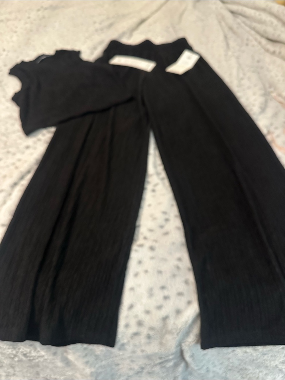 NWT Love Poem Black Wide-Leg Ribbed Knit Pants with top